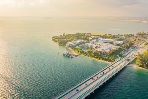 Sunset view over Biscayne Bay and the Rosenstiel School of Marine and Atmospheric Science. Photo: TJ Lievonen/University of Miami
